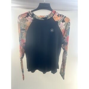Hurley Women's Long Sleeve Rashguard  floral sleeves XXL  swimming‎ sun